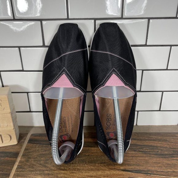 BOBS from Skechers Women's Size 7.5 Shoes Black Slip On Comfort Alpargata Flat - Picture 6 of 13